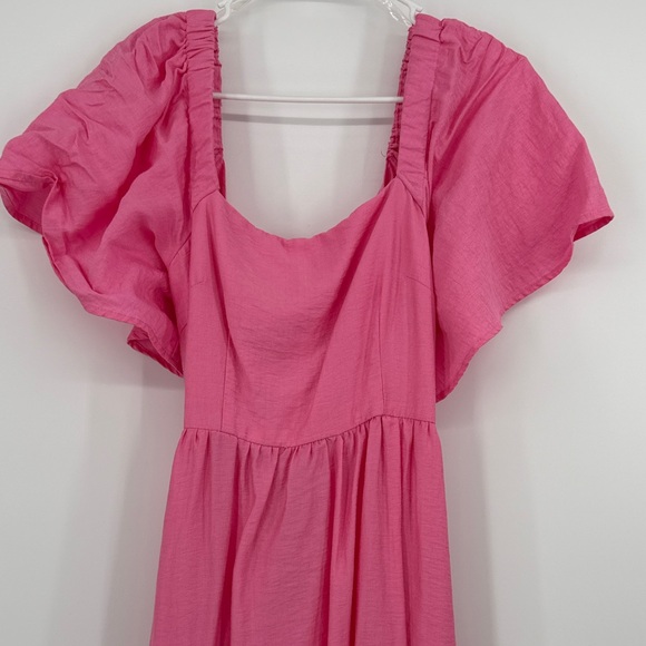 a new day Target Pink Puff-Sleeve Maxi Dress tie back size small - Picture 2 of 5
